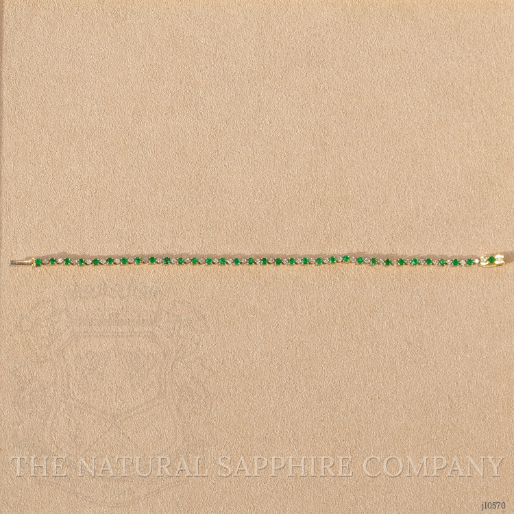 1.98 Ct.Tw. Emerald Natural Diamond Tennis/Line Bracelet, 14K Yellow Gold