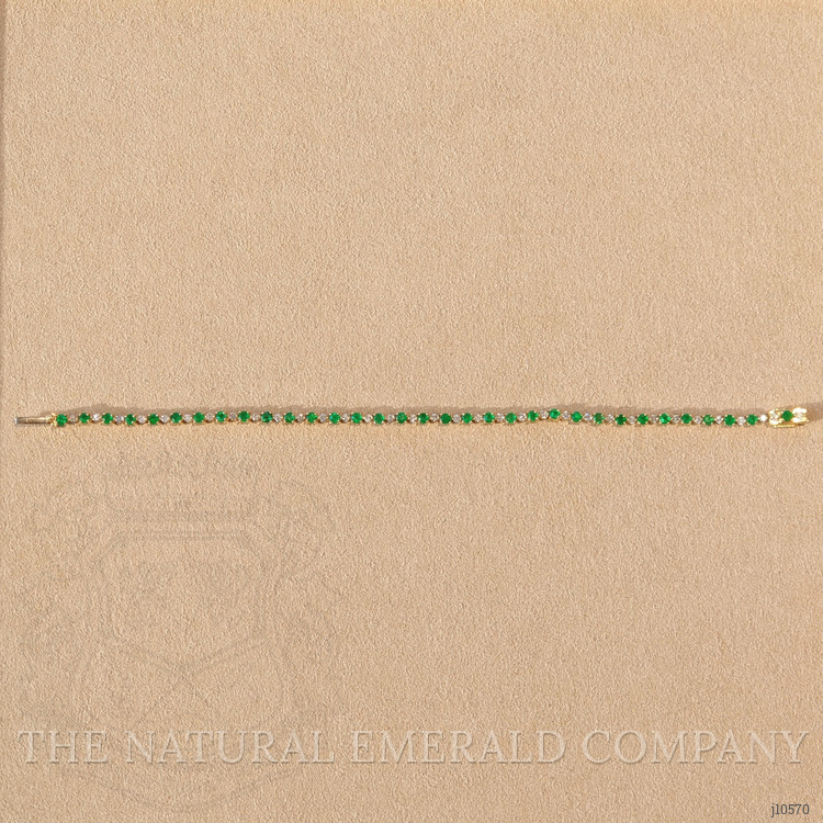 1.98 Ct.Tw. Emerald Natural Diamond Tennis/Line Bracelet, 14K Yellow Gold