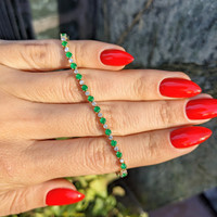 1.98 Ct.Tw. Emerald Natural Diamond Tennis/Line Bracelet, 14K Yellow Gold Life Style
