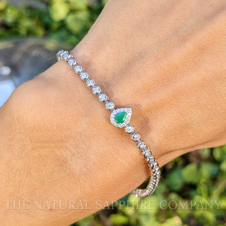 0.20 Ct.Tw. Emerald Natural Diamond Pave Bracelet, 14K White Gold