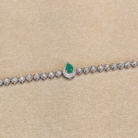 0.20 Ct.Tw. Emerald Natural Diamond Pave Bracelet, 14K White Gold Image