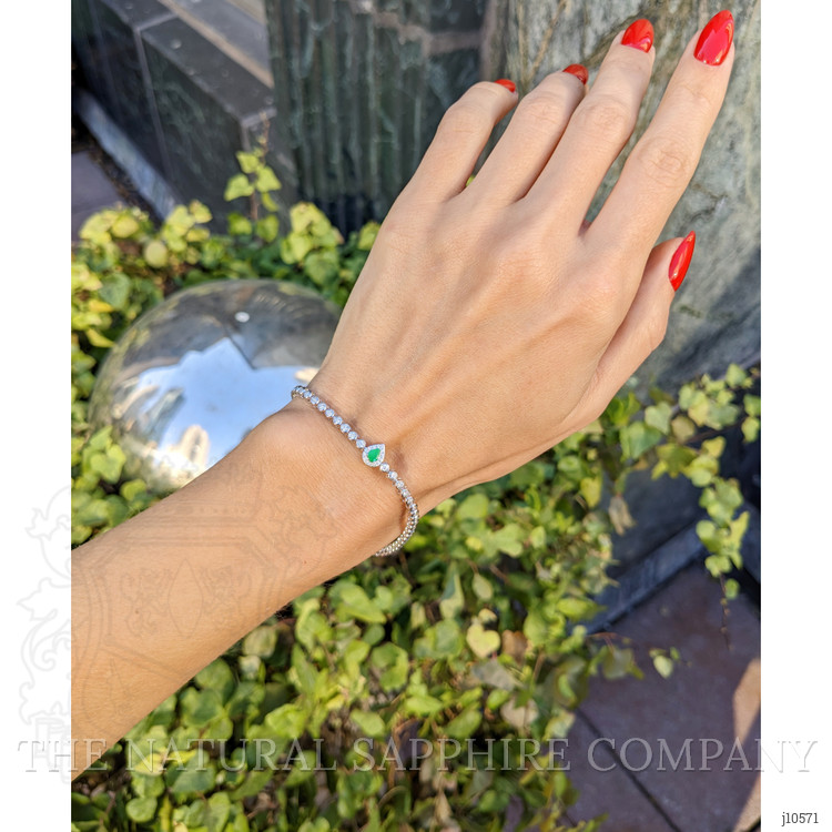 0.20 Ct.Tw. Emerald Natural Diamond Pave Bracelet, 14K White Gold