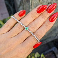 0.20 Ct.Tw. Emerald Natural Diamond Pave Bracelet, 14K White Gold Life Style