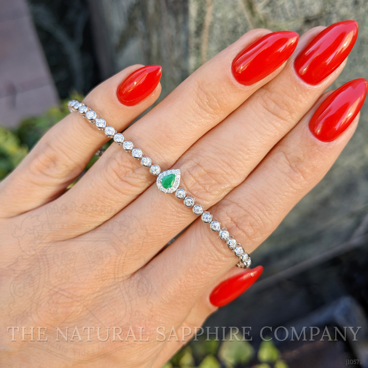 0.20 Ct.Tw. Emerald Natural Diamond Pave Bracelet, 14K White Gold