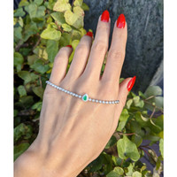 0.20 Ct.Tw. Emerald Natural Diamond Pave Bracelet, 14K White Gold Life Style