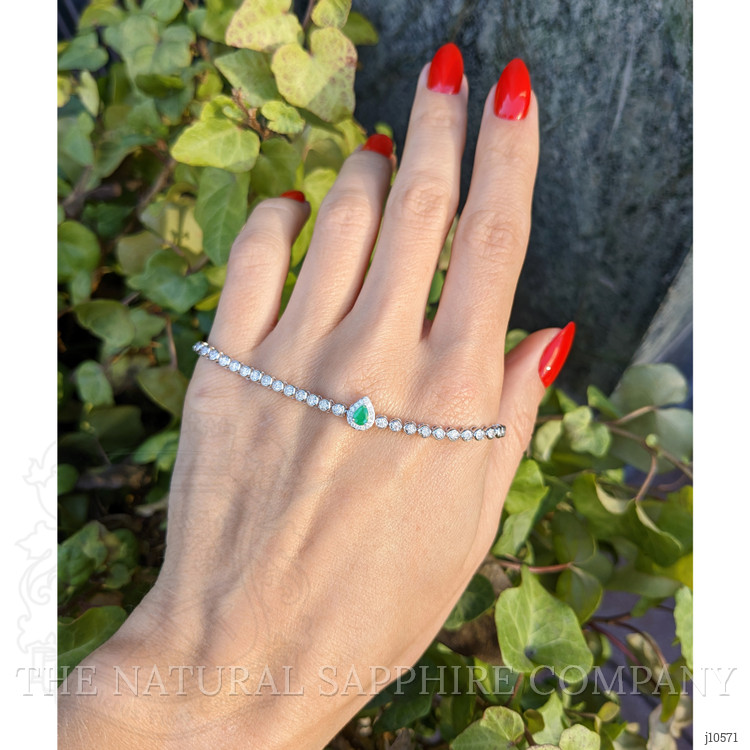 0.20 Ct.Tw. Emerald Natural Diamond Pave Bracelet, 14K White Gold