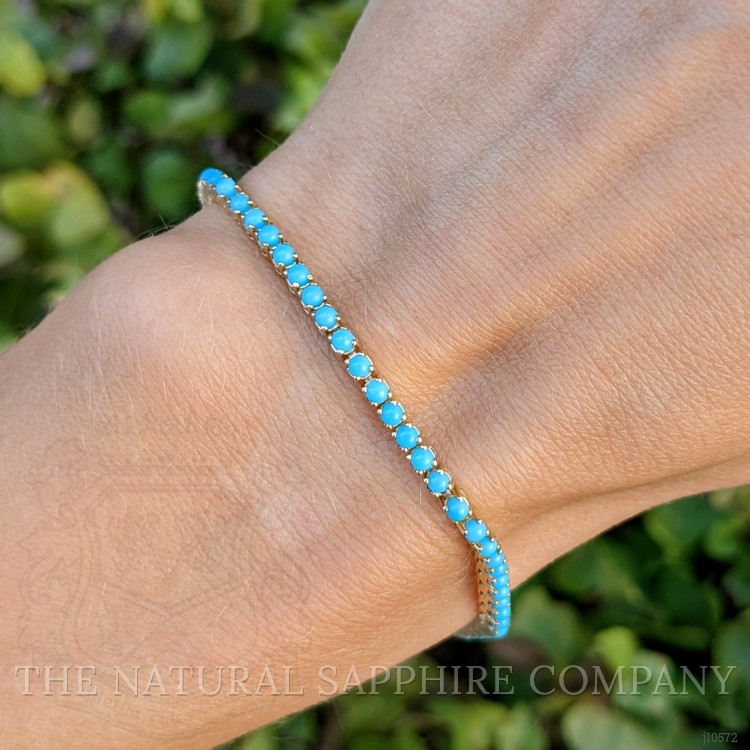 2.83 Ct.Tw. Blue Turquoise Tennis/Line Bracelet, 14K Yellow Gold