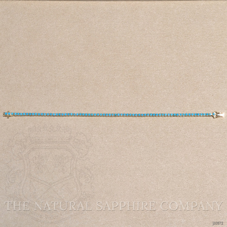 2.83 Ct.Tw. Blue Turquoise Tennis/Line Bracelet, 14K Yellow Gold