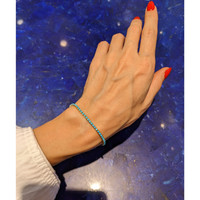 2.83&nbsp;Ct.Tw.Total Carat Weight Blue Turquoise Tennis/Line Bracelet, 14K Yellow Gold Life Style