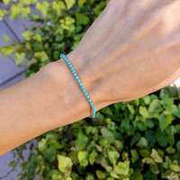 2.83 Ct.Tw.Total Carat Weight Blue Turquoise Tennis/Line Bracelet, 14K Yellow Gold Life Style