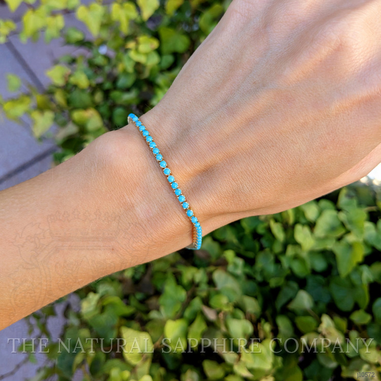 2.83 Ct.Tw. Blue Turquoise Tennis/Line Bracelet, 14K Yellow Gold