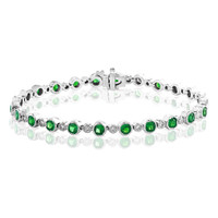 1.30 Ct.Tw. Emerald Natural Diamond Tennis/Line Bracelet, 14K White Gold Image
