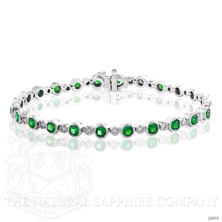 1.30 Ct.Tw. Emerald Natural Diamond Tennis/Line Bracelet, 14K White Gold