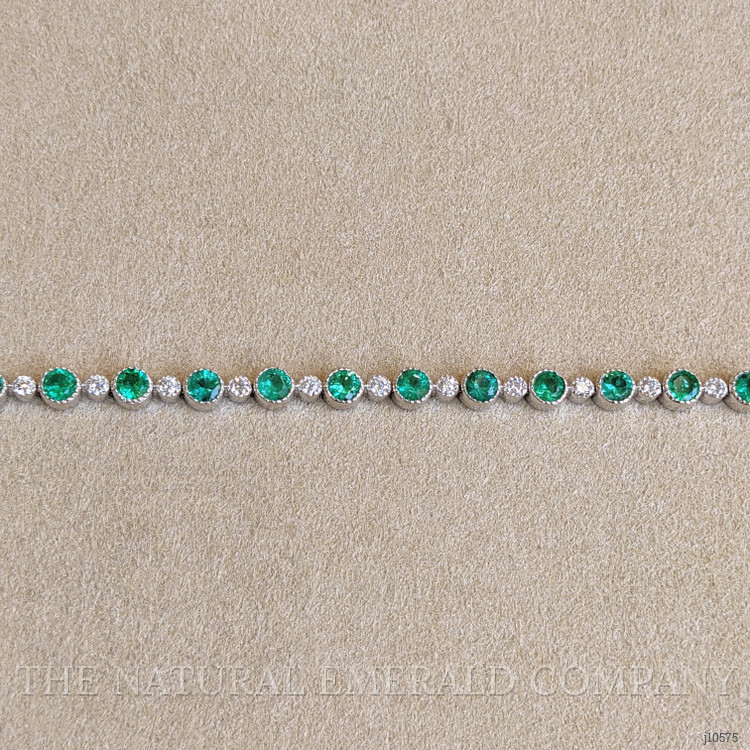 1.30 Ct.Tw. Emerald Natural Diamond Tennis/Line Bracelet, 14K White Gold