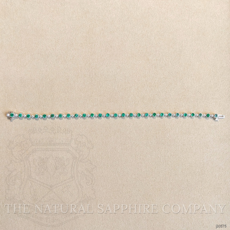 1.30 Ct.Tw. Emerald Natural Diamond Tennis/Line Bracelet, 14K White Gold