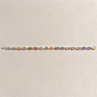 17.85 Ct.Tw. Multi Color Sapphire and Natural Diamond Tennis/Line Bracelet, 14K Yellow Gold Image