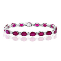 20.50 Ct.Tw. Ruby Natural Diamond Tennis/Line Bracelet, 14K White Gold Image