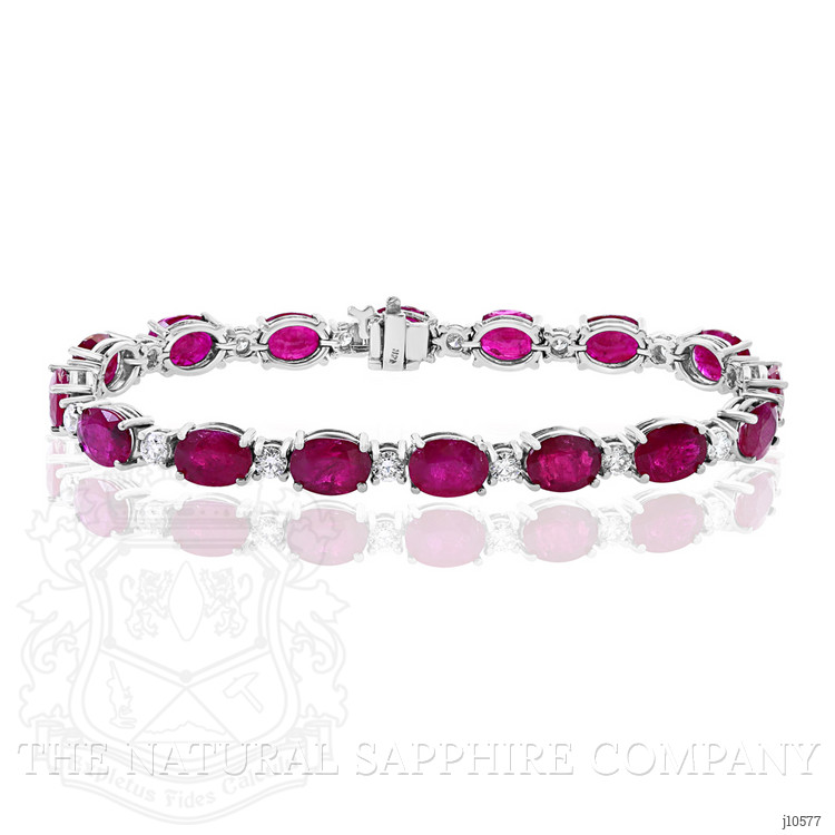 20.50 Ct.Tw. Ruby Natural Diamond Tennis/Line Bracelet, 14K White Gold