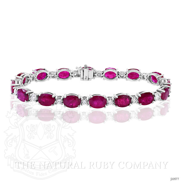 20.50 Ct.Tw. Ruby Natural Diamond Tennis/Line Bracelet, 14K White Gold
