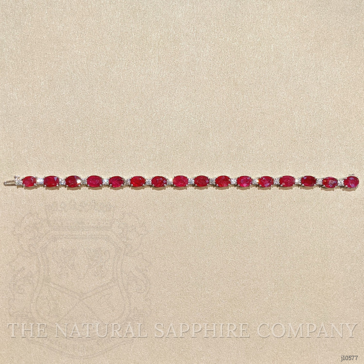 20.50 Ct.Tw. Ruby Natural Diamond Tennis/Line Bracelet, 14K White Gold