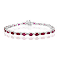6.80 Ct.Tw. Ruby Natural Diamond Tennis/Line Bracelet, 14K White Gold Image