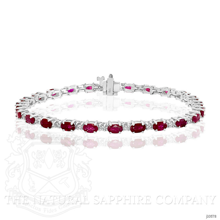 6.80 Ct.Tw. Ruby Natural Diamond Tennis/Line Bracelet, 14K White Gold