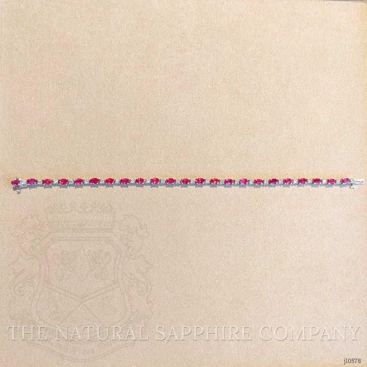 6.80 Ct.Tw. Ruby Natural Diamond Tennis/Line Bracelet, 14K White Gold