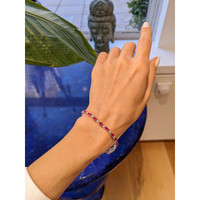 6.80 Ct.Tw. Ruby Natural Diamond Tennis/Line Bracelet, 14K White Gold Life Style
