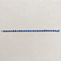 9.18 Ct.Tw. Blue Sapphire and Natural Diamond Tennis/Line Bracelet, 14K White Gold Image