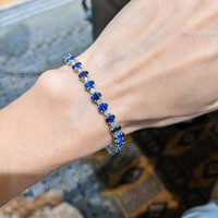 9.18 Ct.Tw. Blue Sapphire and Natural Diamond Tennis/Line Bracelet, 14K White Gold Life Style