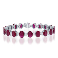 29.18 Ct.Tw. Ruby Natural Diamond Tennis/Line Bracelet, 14K White Gold Image