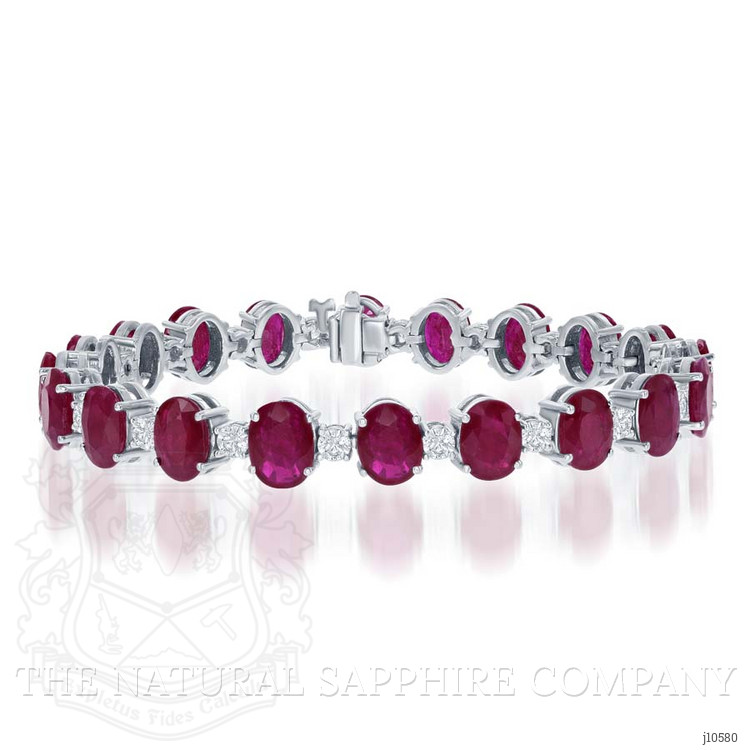 29.18 Ct.Tw. Ruby Natural Diamond Tennis/Line Bracelet, 14K White Gold
