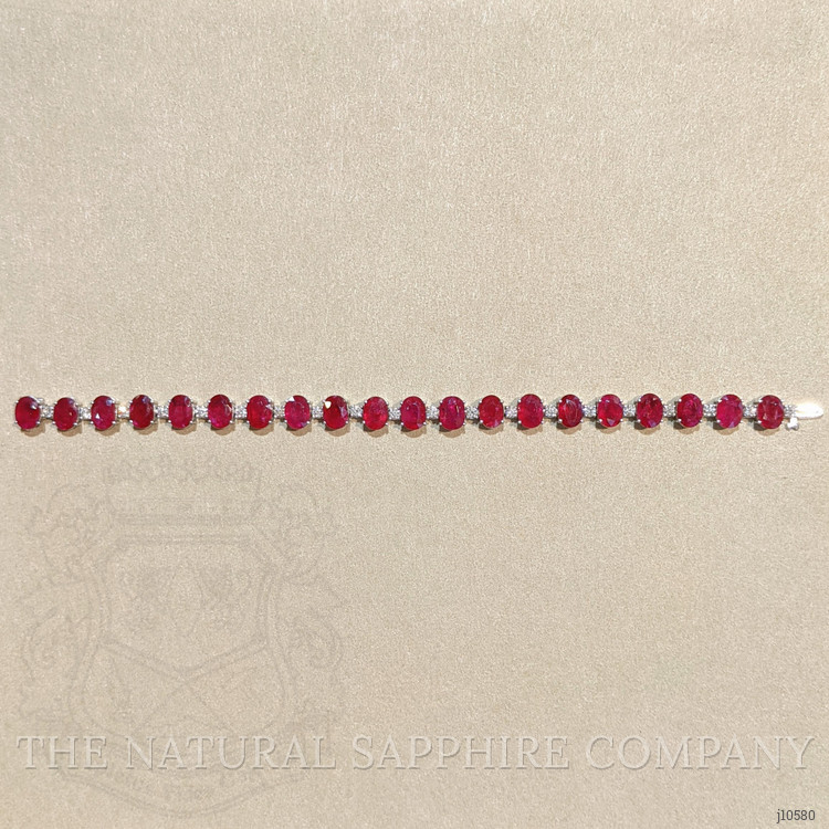 29.18 Ct.Tw. Ruby Natural Diamond Tennis/Line Bracelet, 14K White Gold