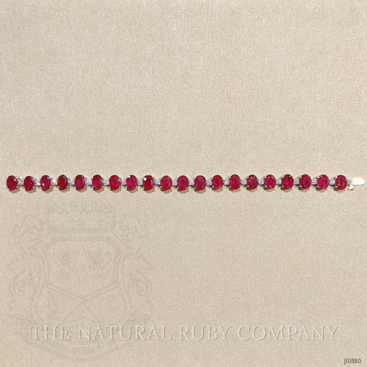 29.18 Ct.Tw. Ruby Natural Diamond Tennis/Line Bracelet, 14K White Gold