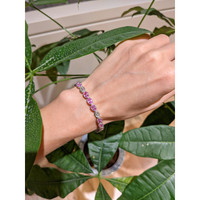 12.62 Ct.Tw. Pink Sapphire and Natural Diamond Tennis/Line Bracelet, 14K White Gold Life Style