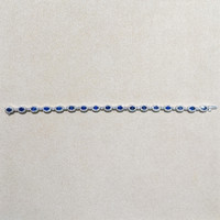 4.65 Ct.Tw. Blue Sapphire and Natural Diamond Tennis/Line Bracelet, 14K White Gold Image