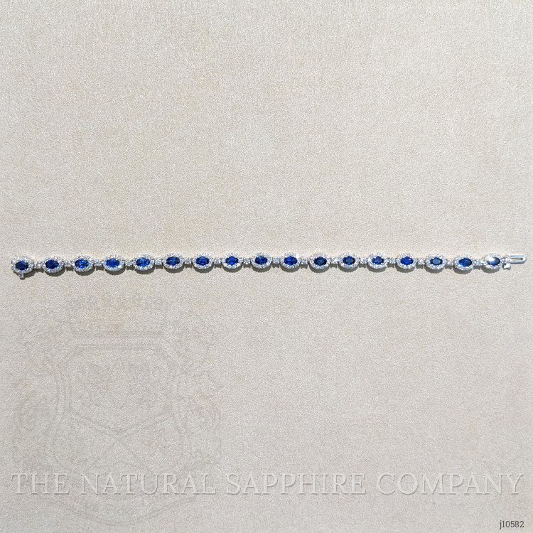 4.65 Ct.Tw. Blue Sapphire and Natural Diamond Tennis/Line Bracelet, 14K White Gold