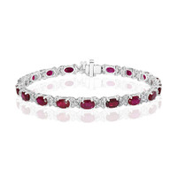 10.25 Ct.Tw. Ruby Natural Diamond Tennis/Line Bracelet, 14K White Gold Image