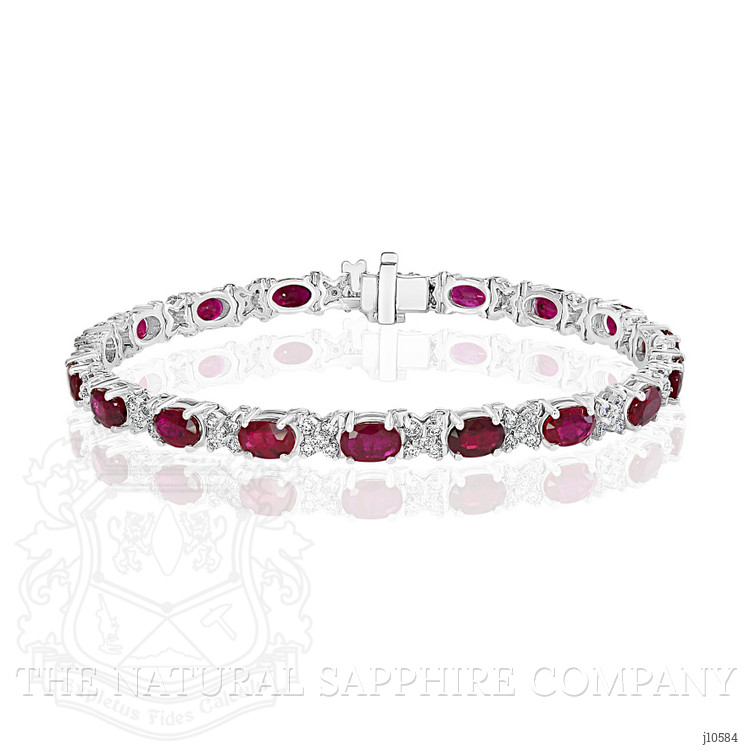 10.25 Ct.Tw. Ruby Natural Diamond Tennis/Line Bracelet, 14K White Gold