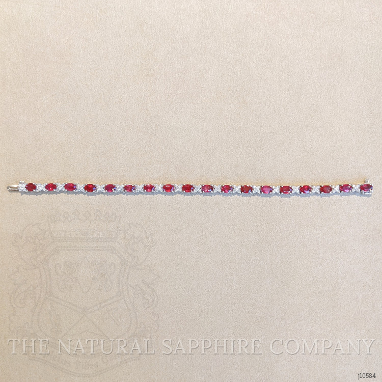 10.25 Ct.Tw. Ruby Natural Diamond Tennis/Line Bracelet, 14K White Gold