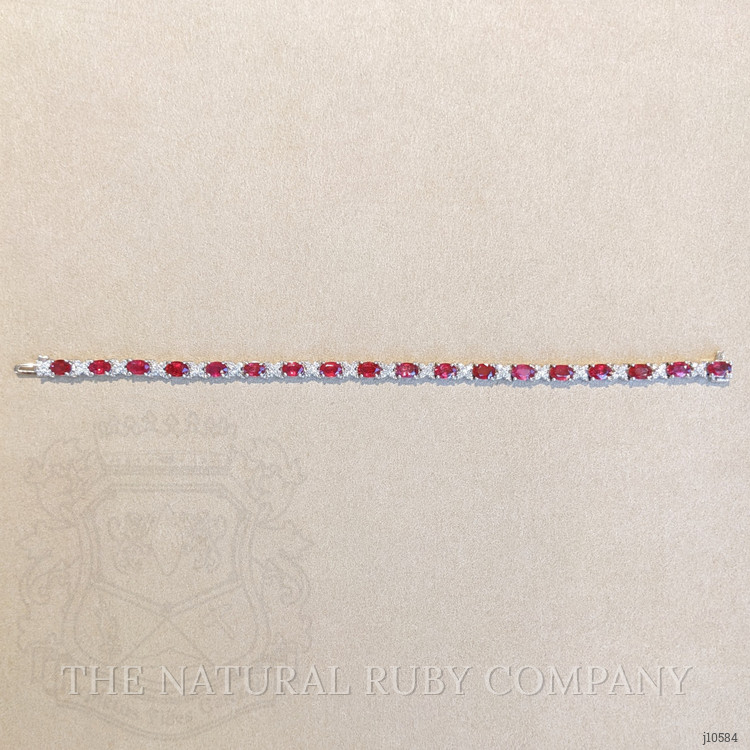 10.25 Ct.Tw. Ruby Natural Diamond Tennis/Line Bracelet, 14K White Gold