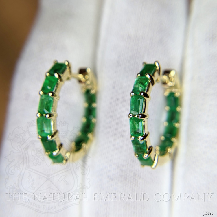 2.06 Ct.Tw. Emerald Hoops Earrings, 14K Yellow Gold