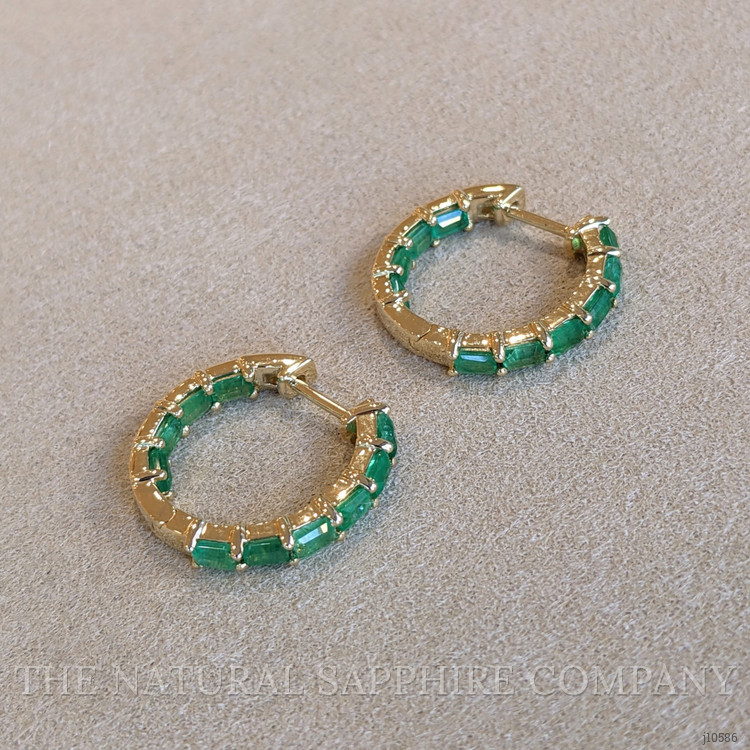 2.06 Ct.Tw. Emerald Hoops Earrings, 14K Yellow Gold