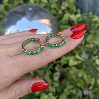 2.06 Ct.Tw. Emerald Hoops Earrings, 14K Yellow Gold Life Style