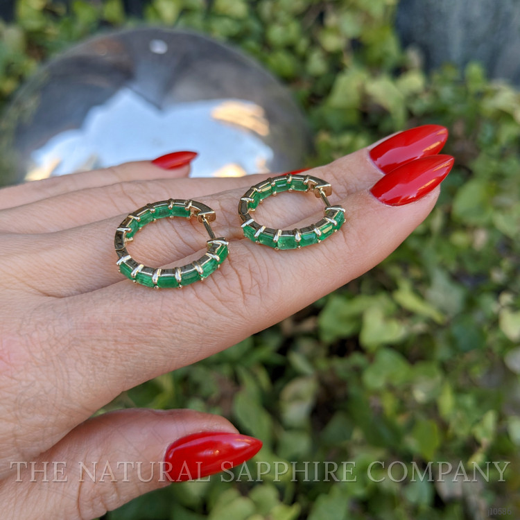 2.06 Ct.Tw. Emerald Hoops Earrings, 14K Yellow Gold