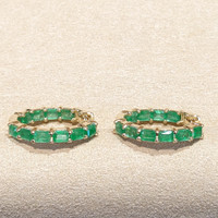 2.06 Ct.Tw. Emerald Hoops Earrings, 14K Yellow Gold Life Style