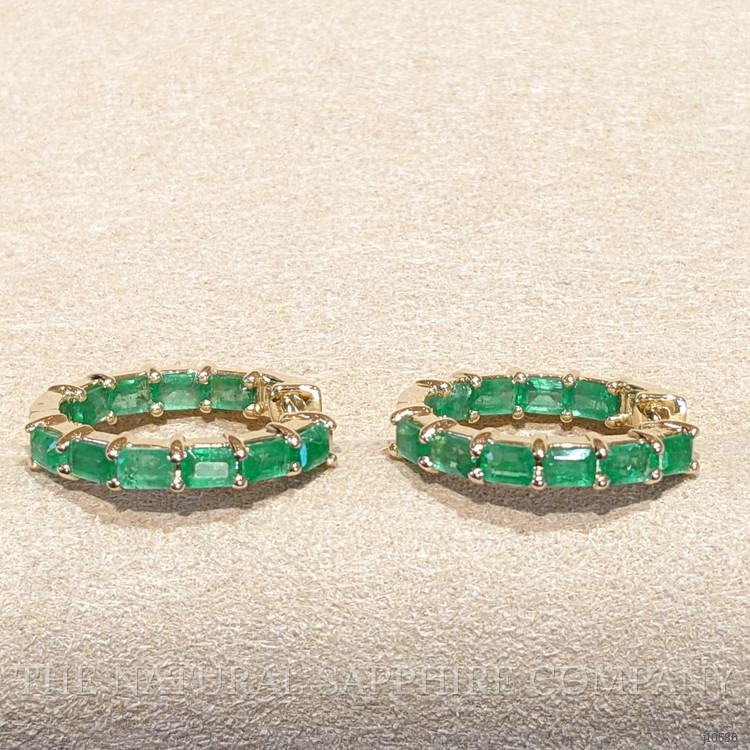 2.06 Ct.Tw. Emerald Hoops Earrings, 14K Yellow Gold