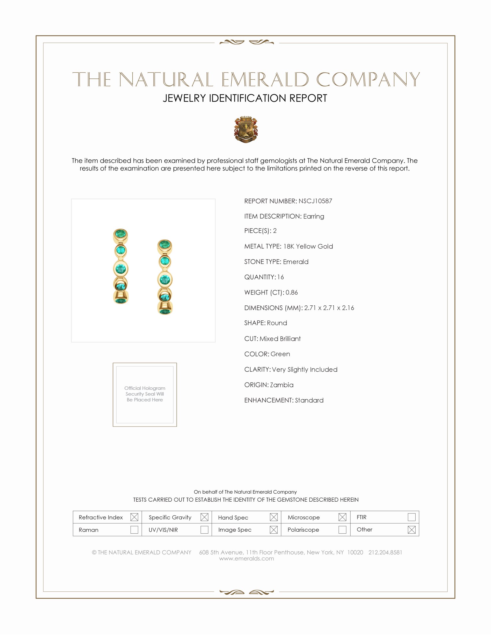0.86 Ct.Tw. Emerald Halo Earrings, 18K Yellow Gold