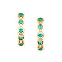 0.86 Ct.Tw. Emerald Halo Earrings, 18K Yellow Gold Image