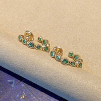 0.86 Ct.Tw. Emerald Halo Earrings, 18K Yellow Gold Image